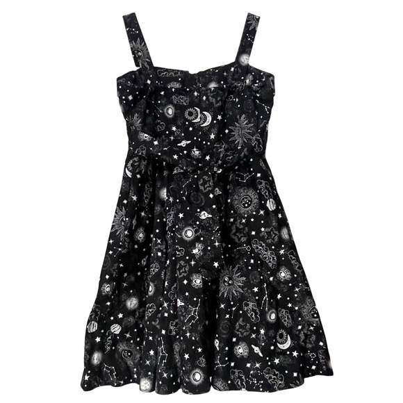 Eva Rose Black Celestial Constellation Skater Dress M Made in USA Witchcore Moon - Picture 1 of 14